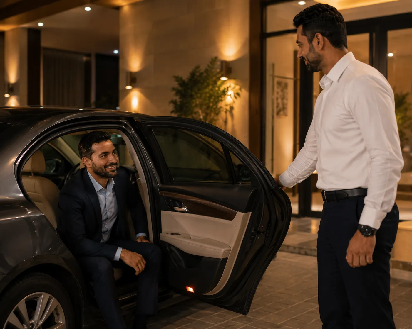 Comfort Drive chauffeur opening the car door for a customer arriving safely at their destination
