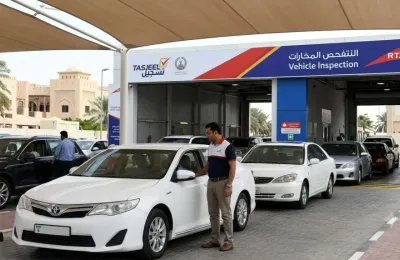 Comfort Drive driver taking a client's car through RTA vehicle inspection in Dubai